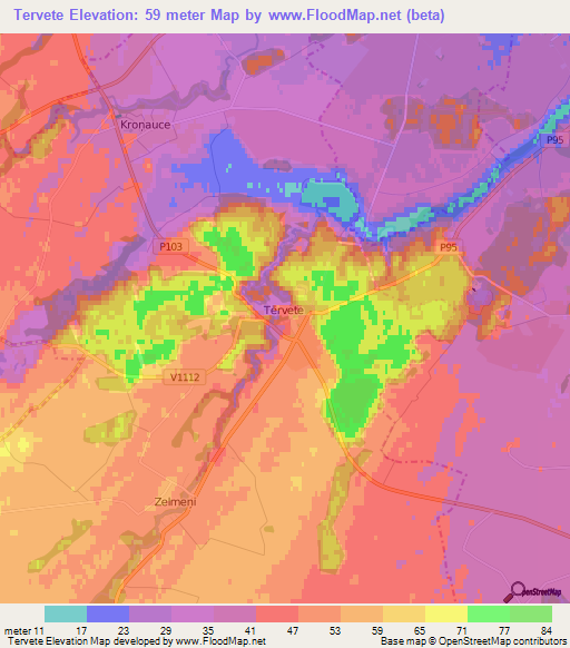 Tervete,Latvia Elevation Map