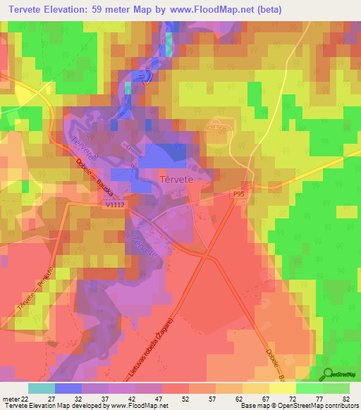 Tervete,Latvia Elevation Map