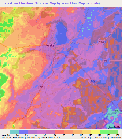 Tereskova,Latvia Elevation Map