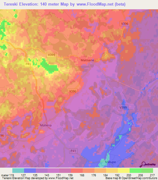 Tereski,Latvia Elevation Map