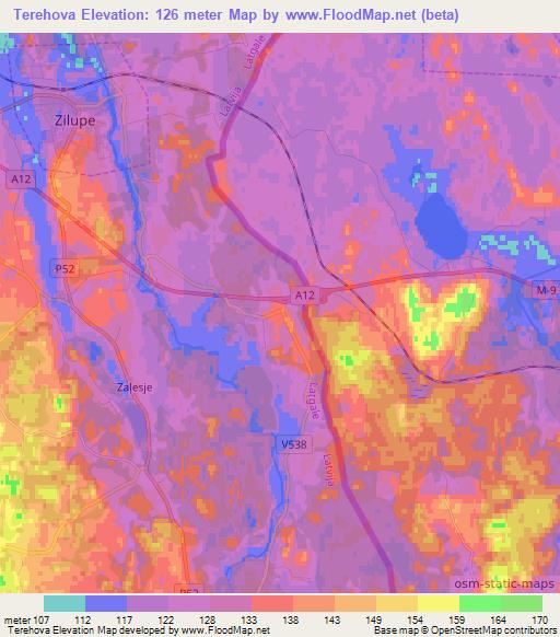 Terehova,Latvia Elevation Map