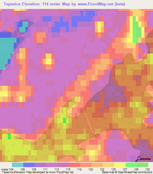 Tepenica,Latvia Elevation Map