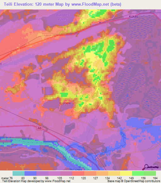 Teili,Latvia Elevation Map