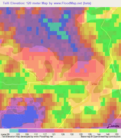 Teili,Latvia Elevation Map