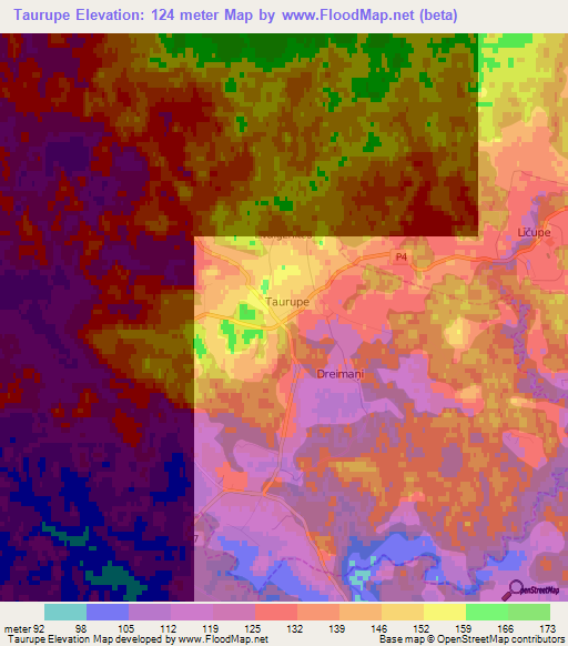 Taurupe,Latvia Elevation Map