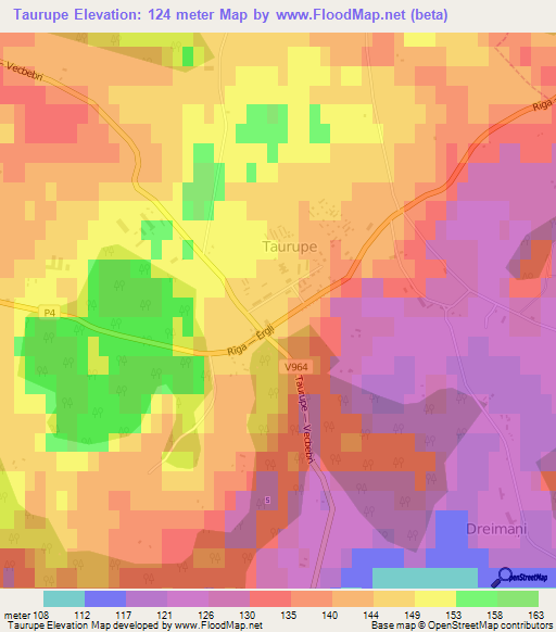 Taurupe,Latvia Elevation Map