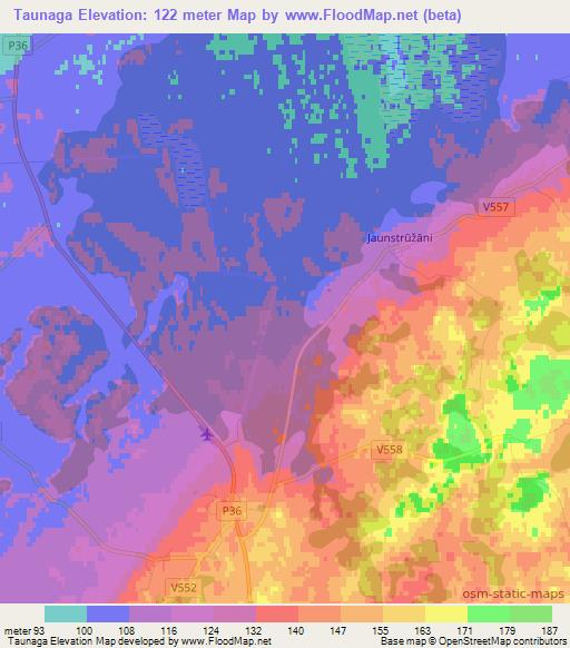 Taunaga,Latvia Elevation Map