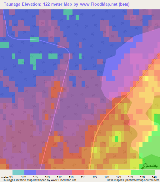 Taunaga,Latvia Elevation Map