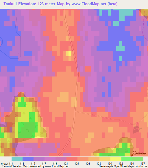 Taukuli,Latvia Elevation Map