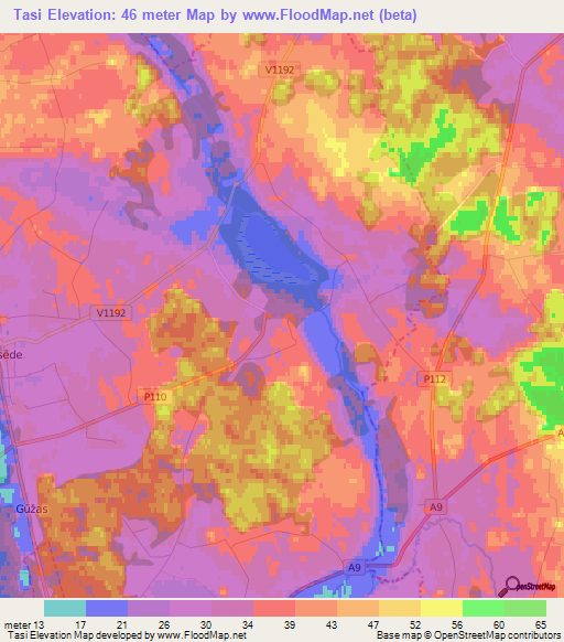 Tasi,Latvia Elevation Map