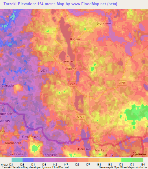 Tarzeki,Latvia Elevation Map