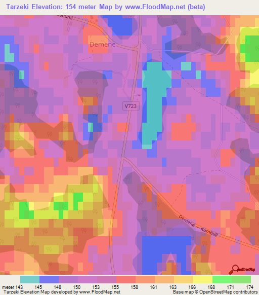 Tarzeki,Latvia Elevation Map