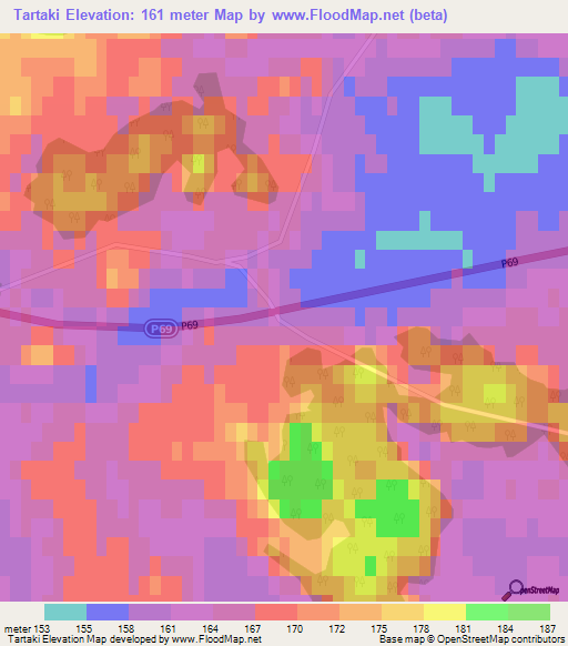 Tartaki,Latvia Elevation Map