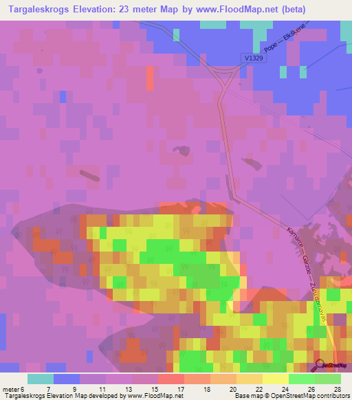 Targaleskrogs,Latvia Elevation Map