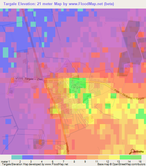 Targale,Latvia Elevation Map