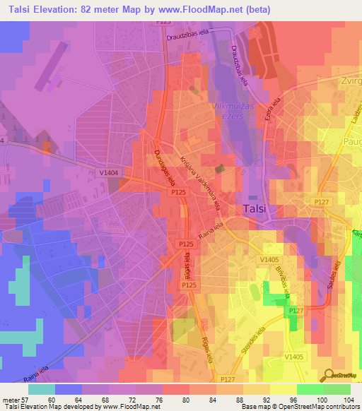 Talsi,Latvia Elevation Map