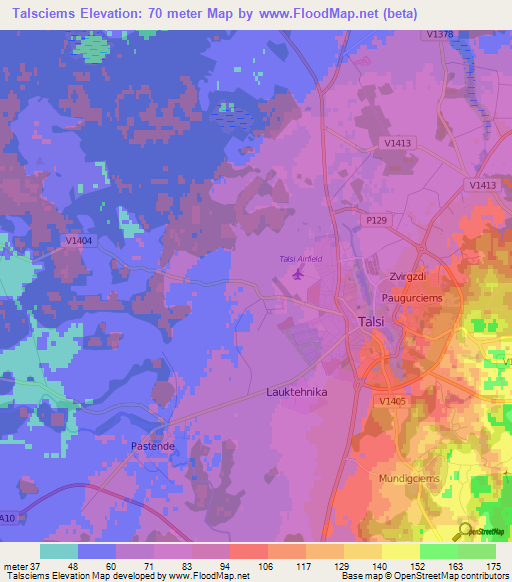 Talsciems,Latvia Elevation Map