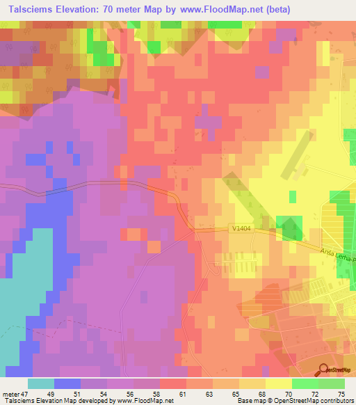 Talsciems,Latvia Elevation Map