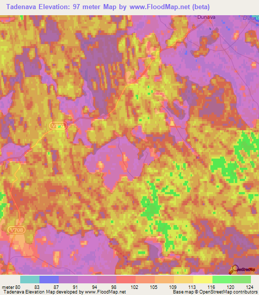 Tadenava,Latvia Elevation Map