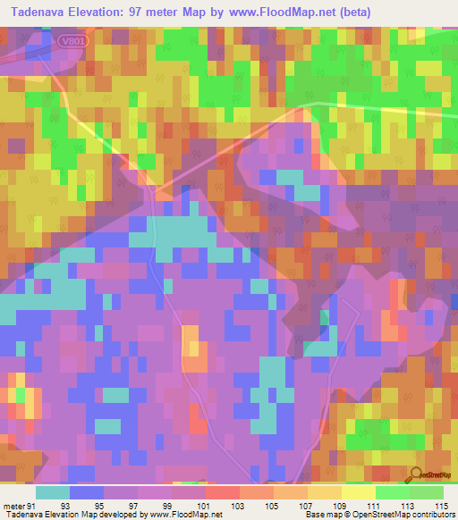 Tadenava,Latvia Elevation Map