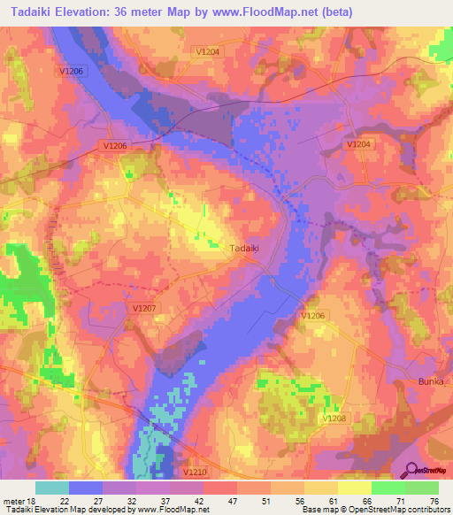 Tadaiki,Latvia Elevation Map