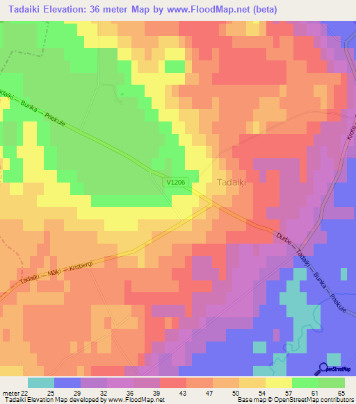 Tadaiki,Latvia Elevation Map