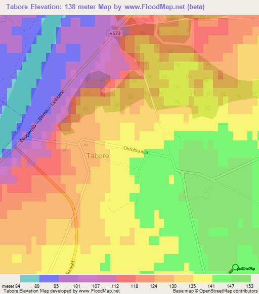 Tabore,Latvia Elevation Map