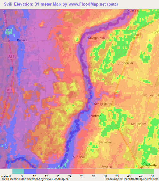 Svili,Latvia Elevation Map