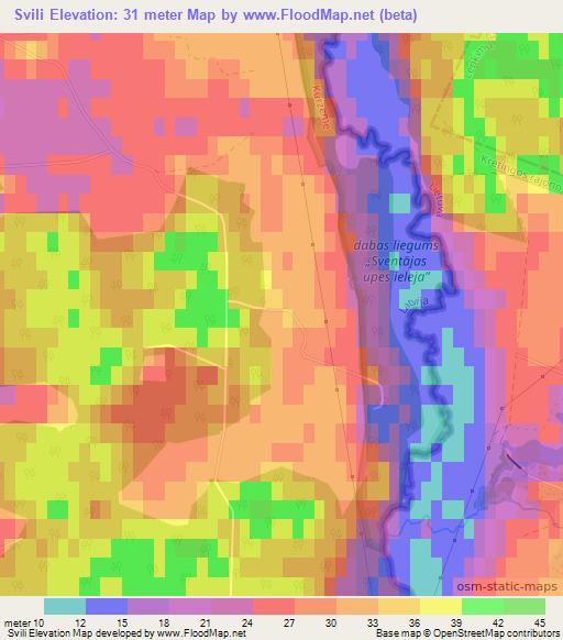 Svili,Latvia Elevation Map