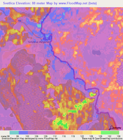 Svetlica,Latvia Elevation Map