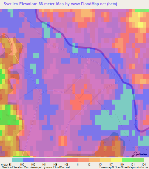 Svetlica,Latvia Elevation Map