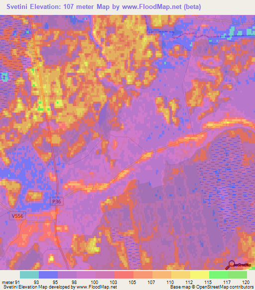 Svetini,Latvia Elevation Map