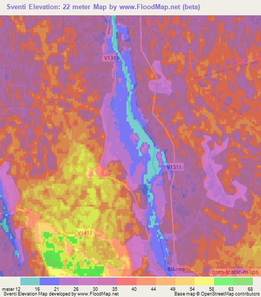 Sventi,Latvia Elevation Map