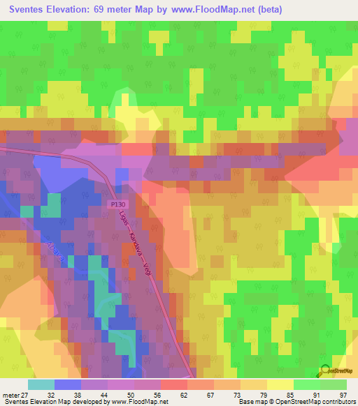 Sventes,Latvia Elevation Map