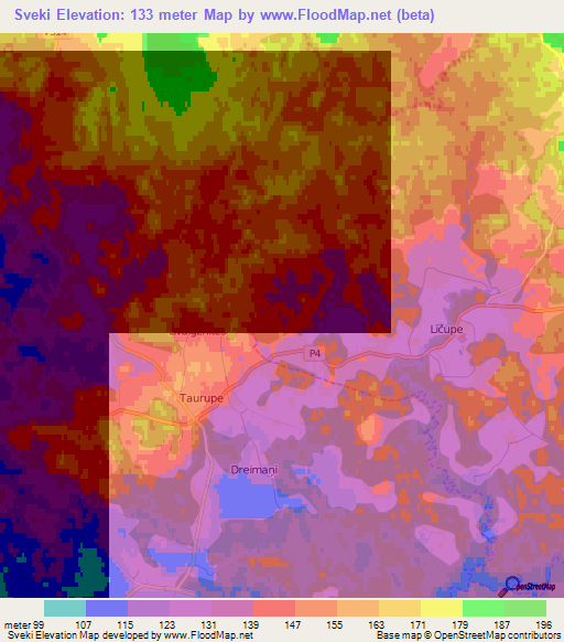 Sveki,Latvia Elevation Map