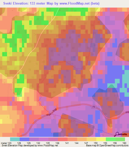 Sveki,Latvia Elevation Map