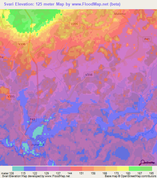 Svari,Latvia Elevation Map