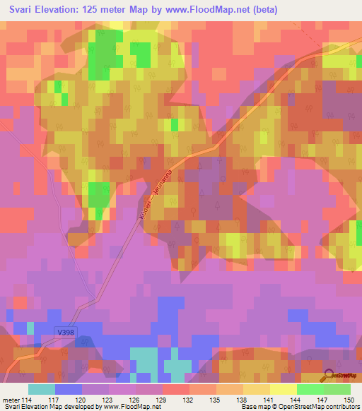 Svari,Latvia Elevation Map