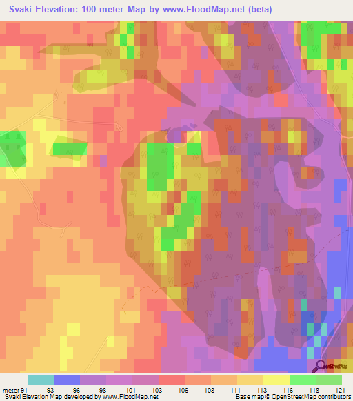 Svaki,Latvia Elevation Map