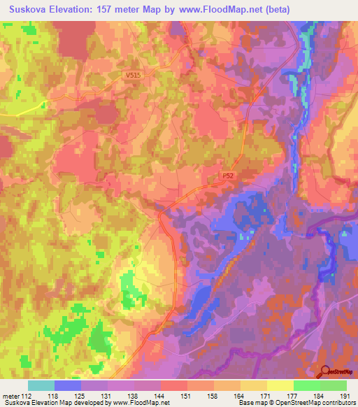 Suskova,Latvia Elevation Map