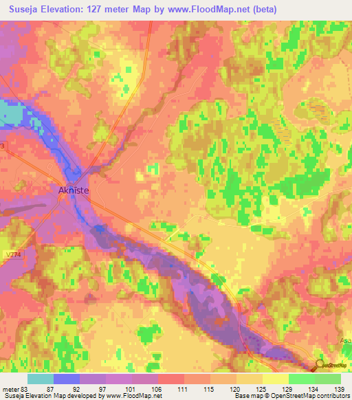 Suseja,Latvia Elevation Map