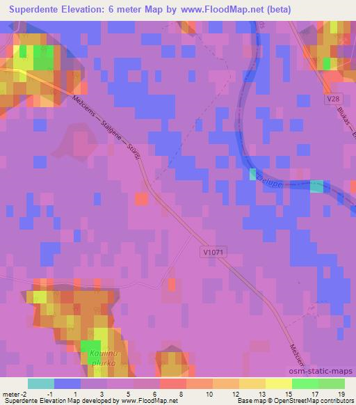 Superdente,Latvia Elevation Map