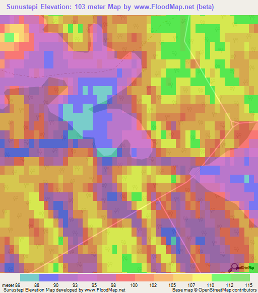 Sunustepi,Latvia Elevation Map