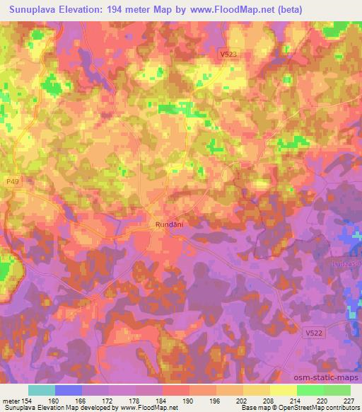 Sunuplava,Latvia Elevation Map