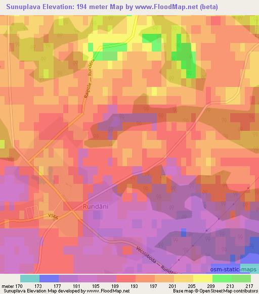 Sunuplava,Latvia Elevation Map