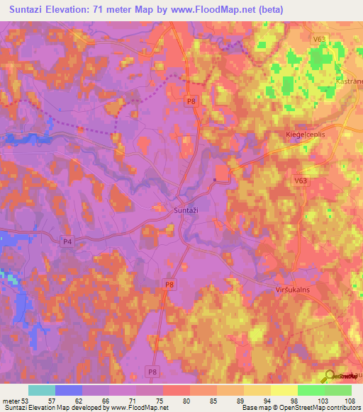 Suntazi,Latvia Elevation Map