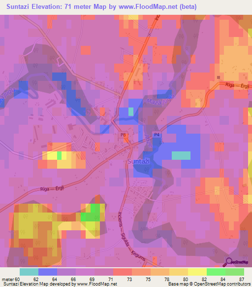 Suntazi,Latvia Elevation Map