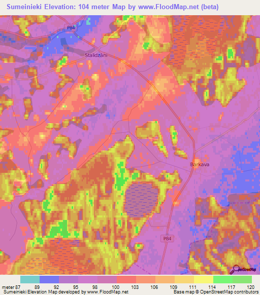 Sumeinieki,Latvia Elevation Map