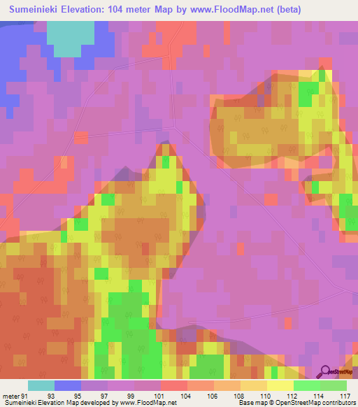 Sumeinieki,Latvia Elevation Map