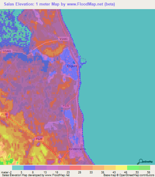 Salas,Latvia Elevation Map